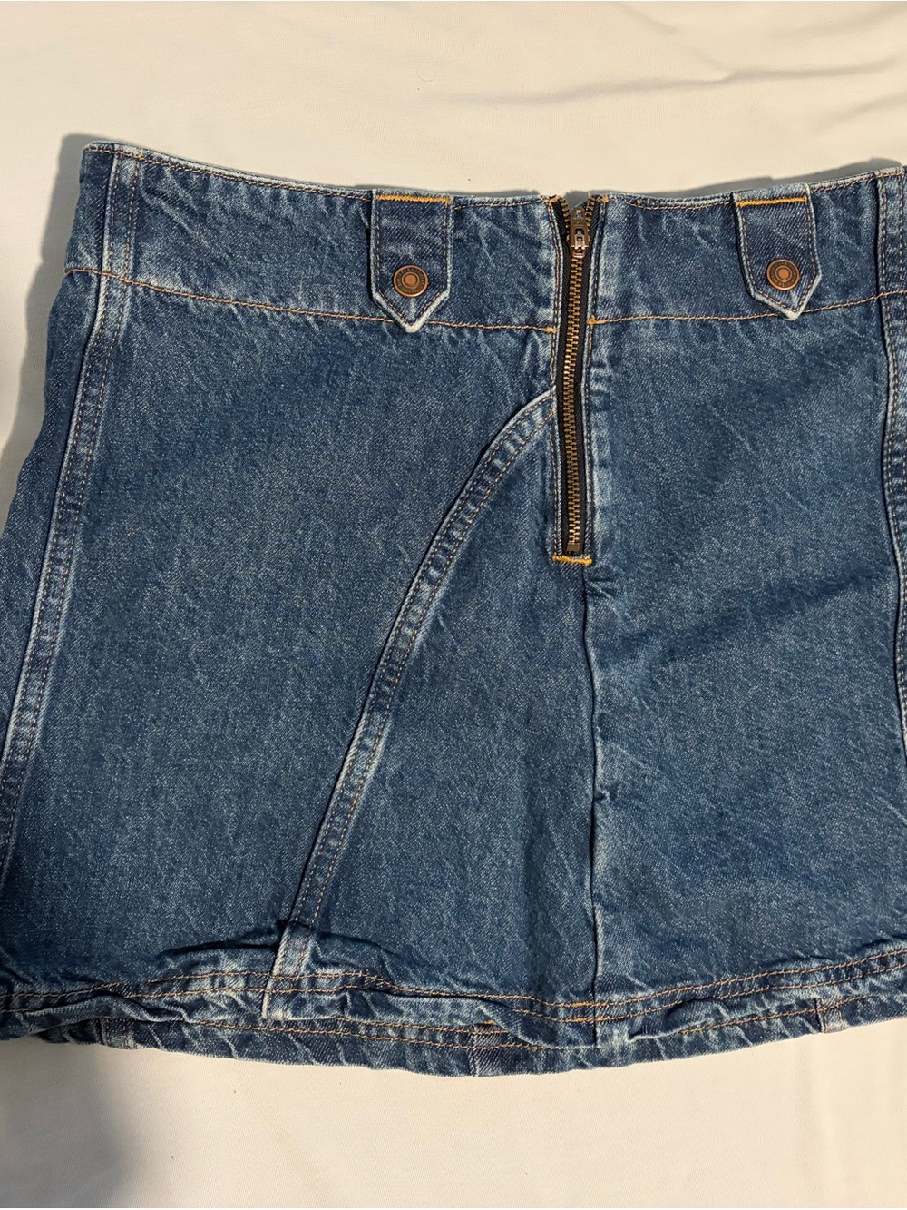 We The Free Medium Blue Denim Mini Skirt with Front Zip